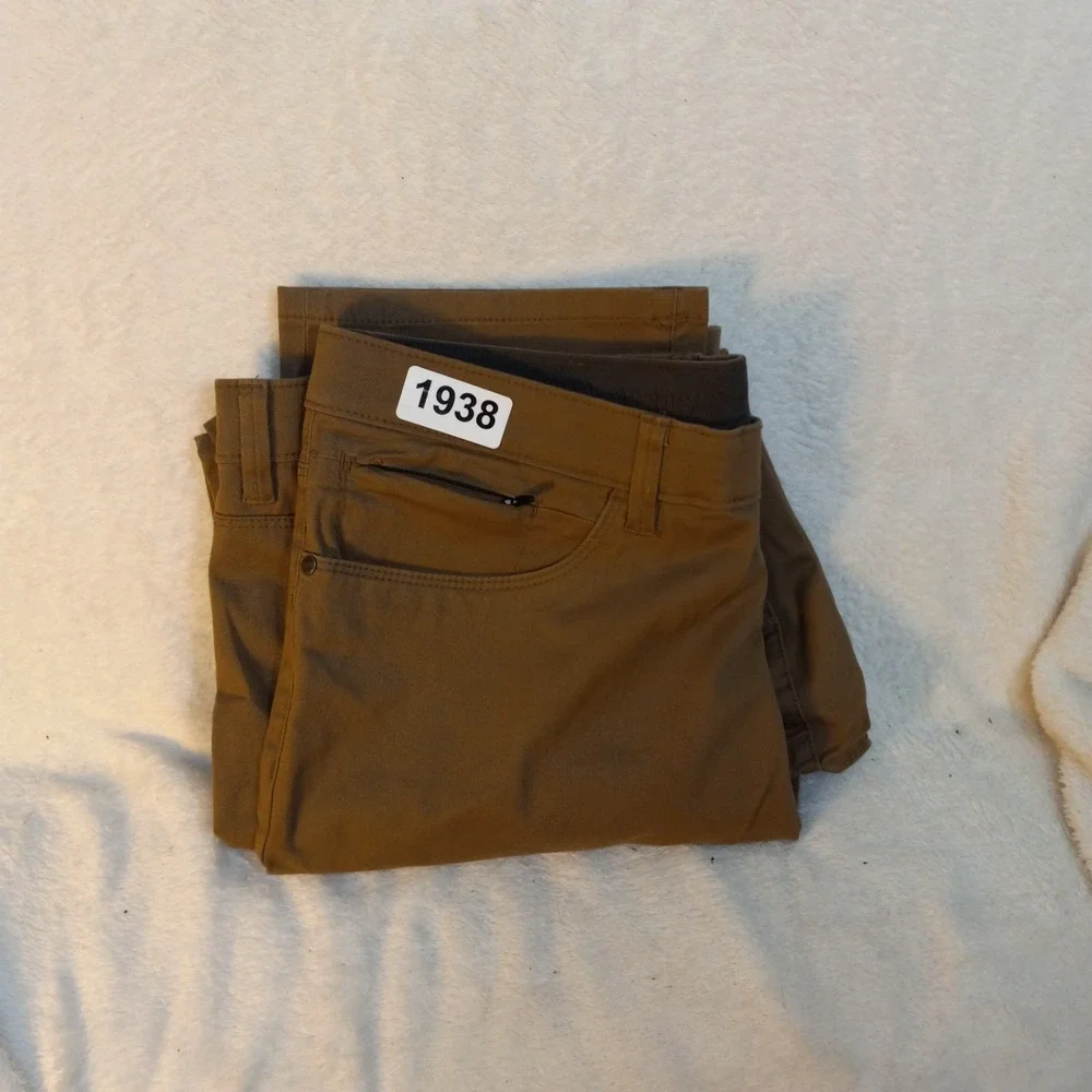 English laundry Men's 36 x 30 Brown Denim Jeans Hemmed Straight Leg cotton blend
